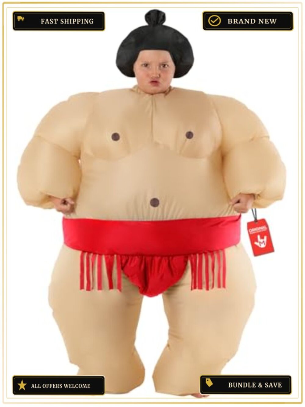 Inflatable Sumo Wrestler Costume Kids Boys Bodysuit Headpiece